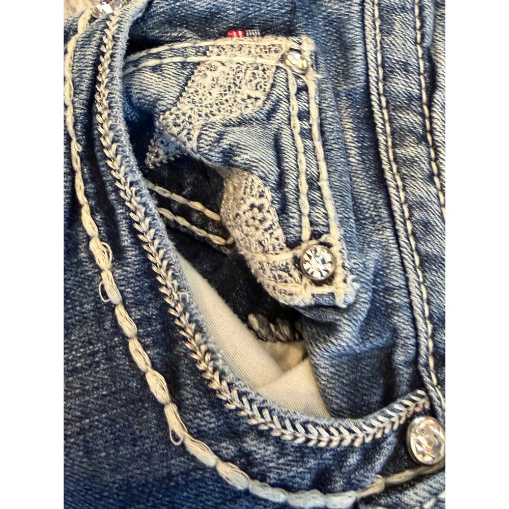 Vigoss Chelsea Capri Jeans 16 x 21 Embellished Distressed Denim 16x21 Jean Crop - Picture 7 of 12
